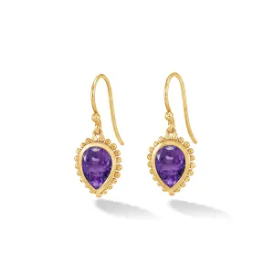 14k Gold Anemone Large Teardrop Earrings with Amethyst