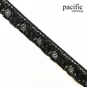 1" Black Cotton Lace Trim - LA190706