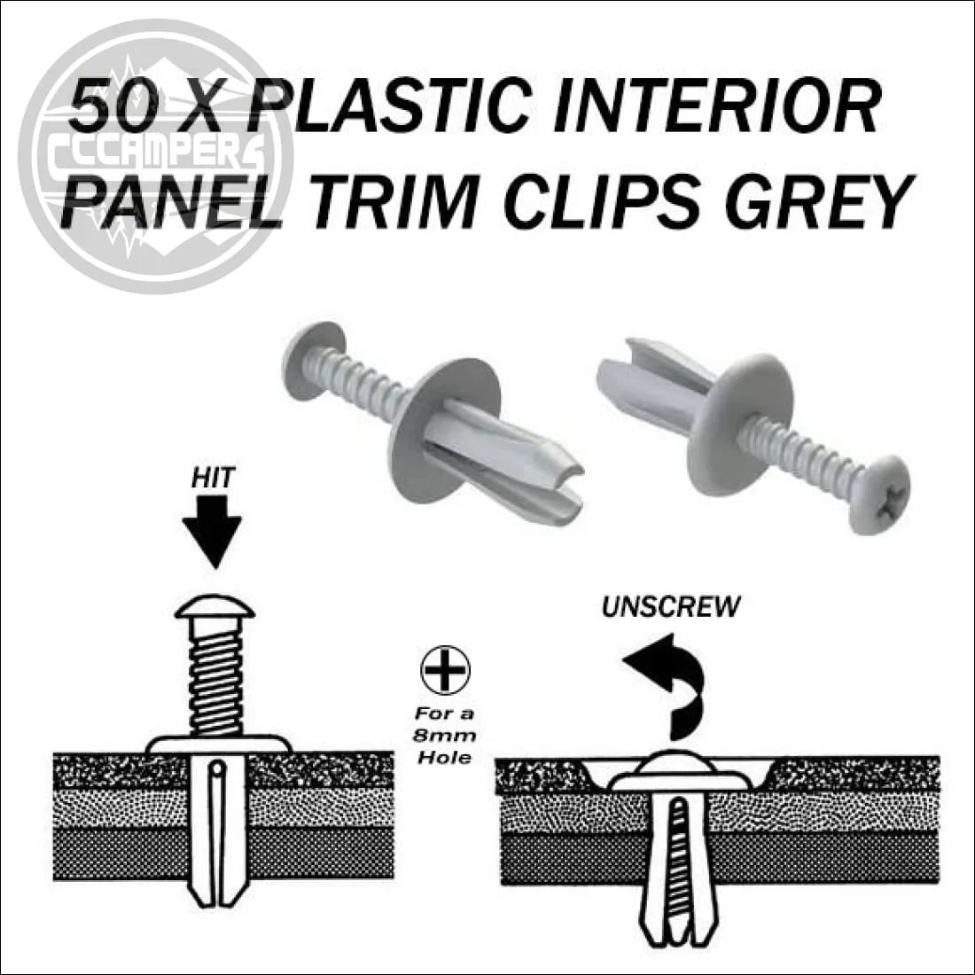 50 x Plastic Interior Panel Trim Clips black or grey