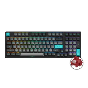 AKKO Black & Cyan 3098N Multi-Modes RGB Mechanical Keyboard (TTC Flame Red Switch)