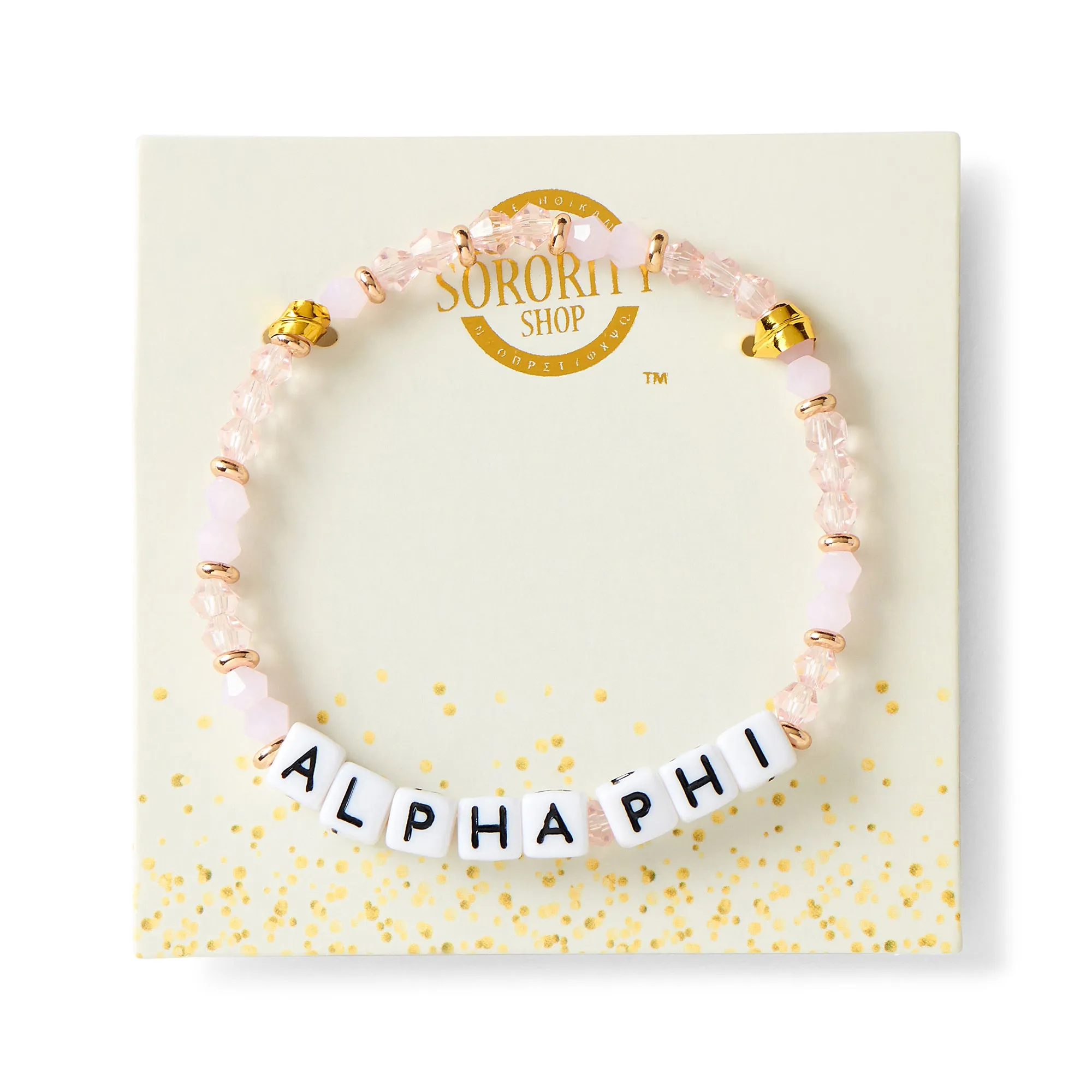 Alpha Phi Bracelet With Glass Beads and 18K Gold Accent Beads