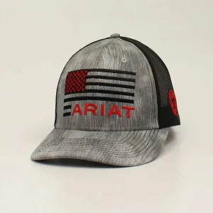 ARIAT Flag Shield Logo (Heathered Grey/Black) - Trucker Cap