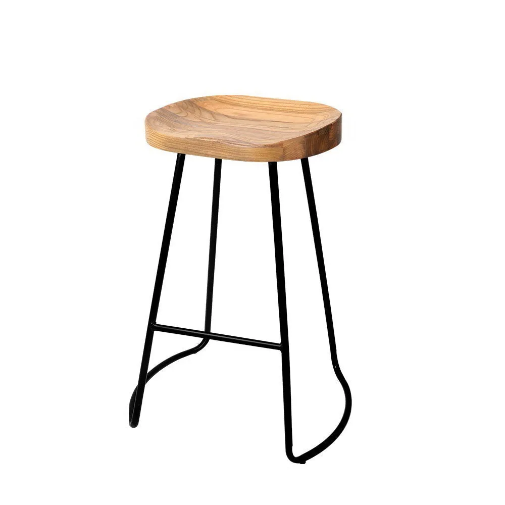 Artiss Set of 2 Wooden Backless Bar Stools - Natural