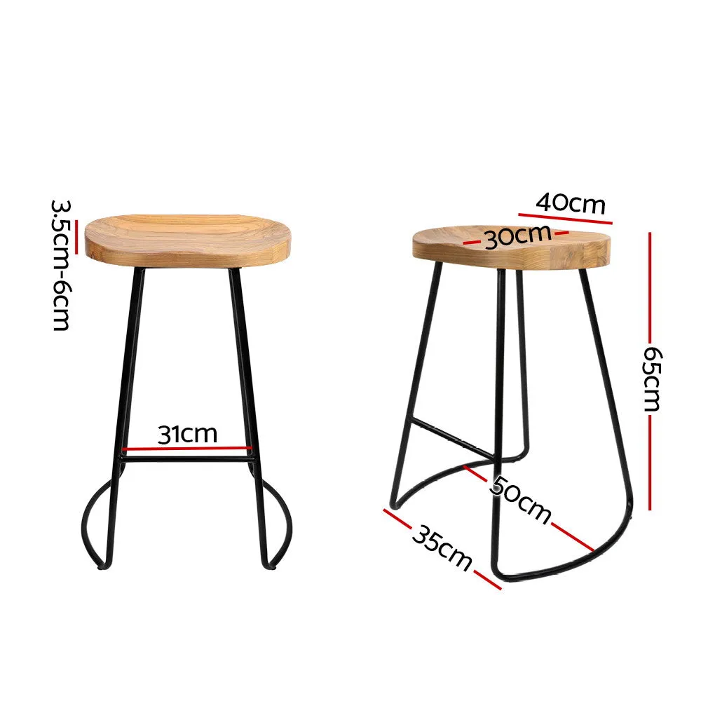 Artiss Set of 2 Wooden Backless Bar Stools - Natural