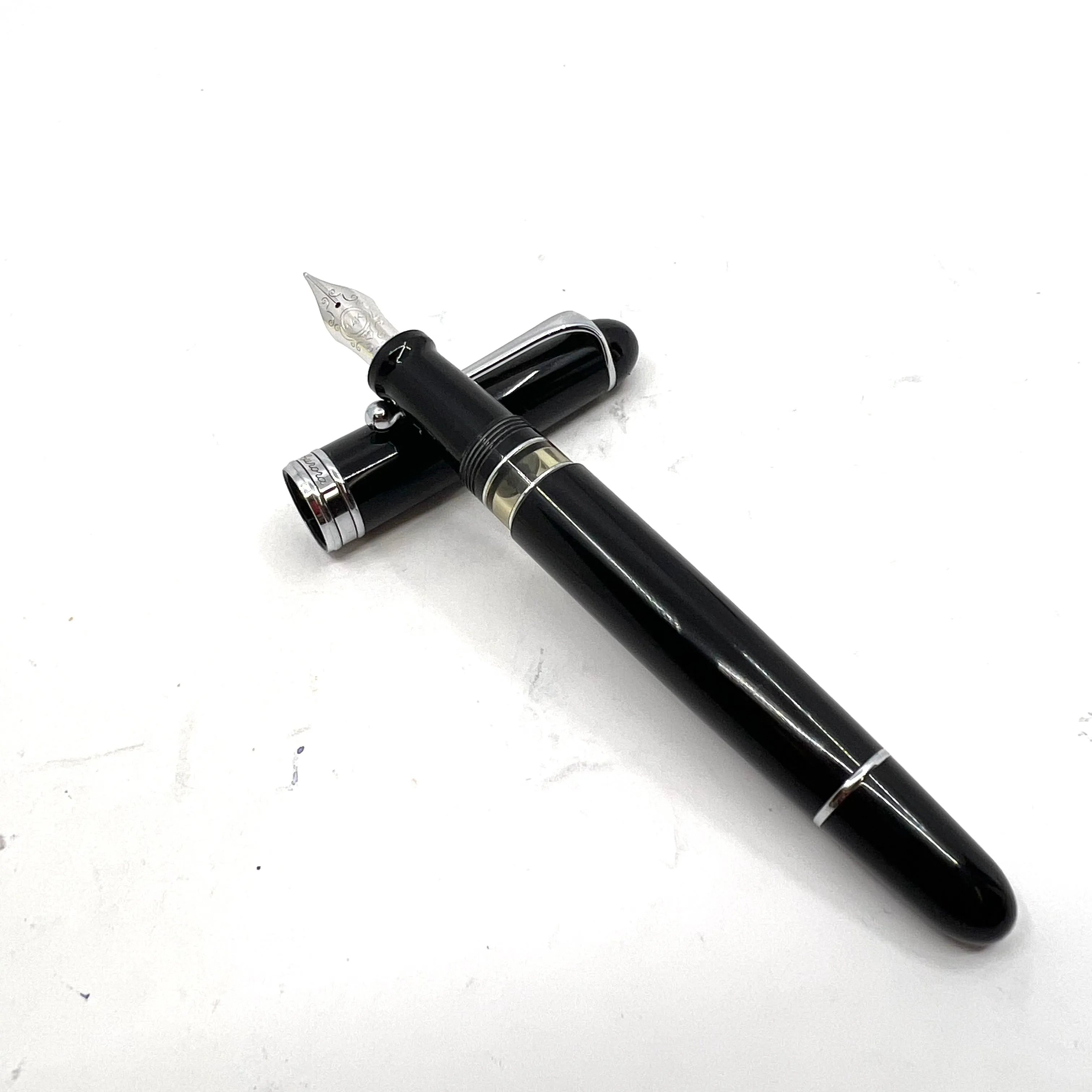 Aurora Black Large #88 Fountain Pen - Silver Plated Trim