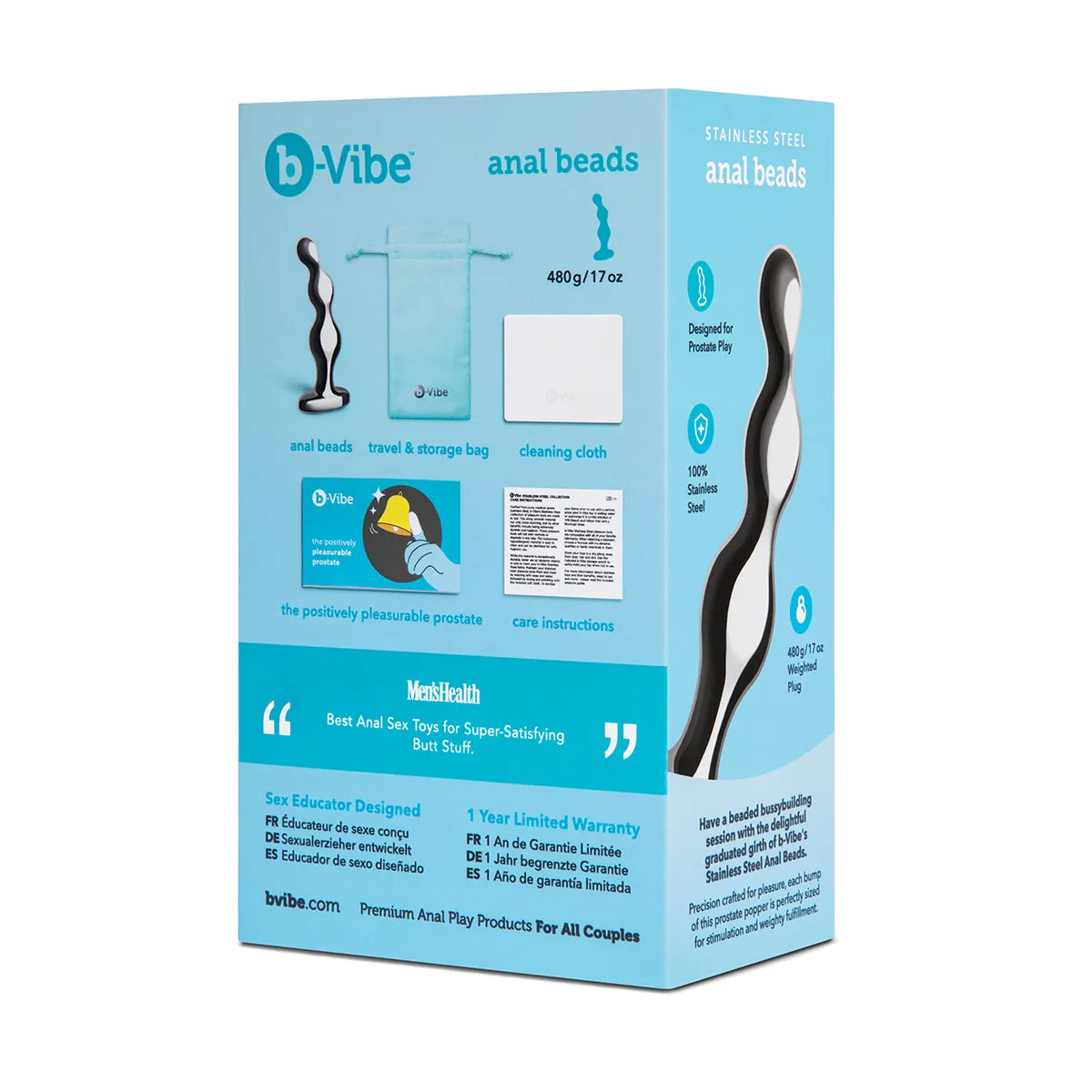 B-Vibe Stainless Steel Anal Beads