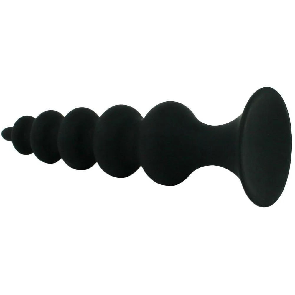 Beaded Silicone Anal Plug With Suction Cup Base