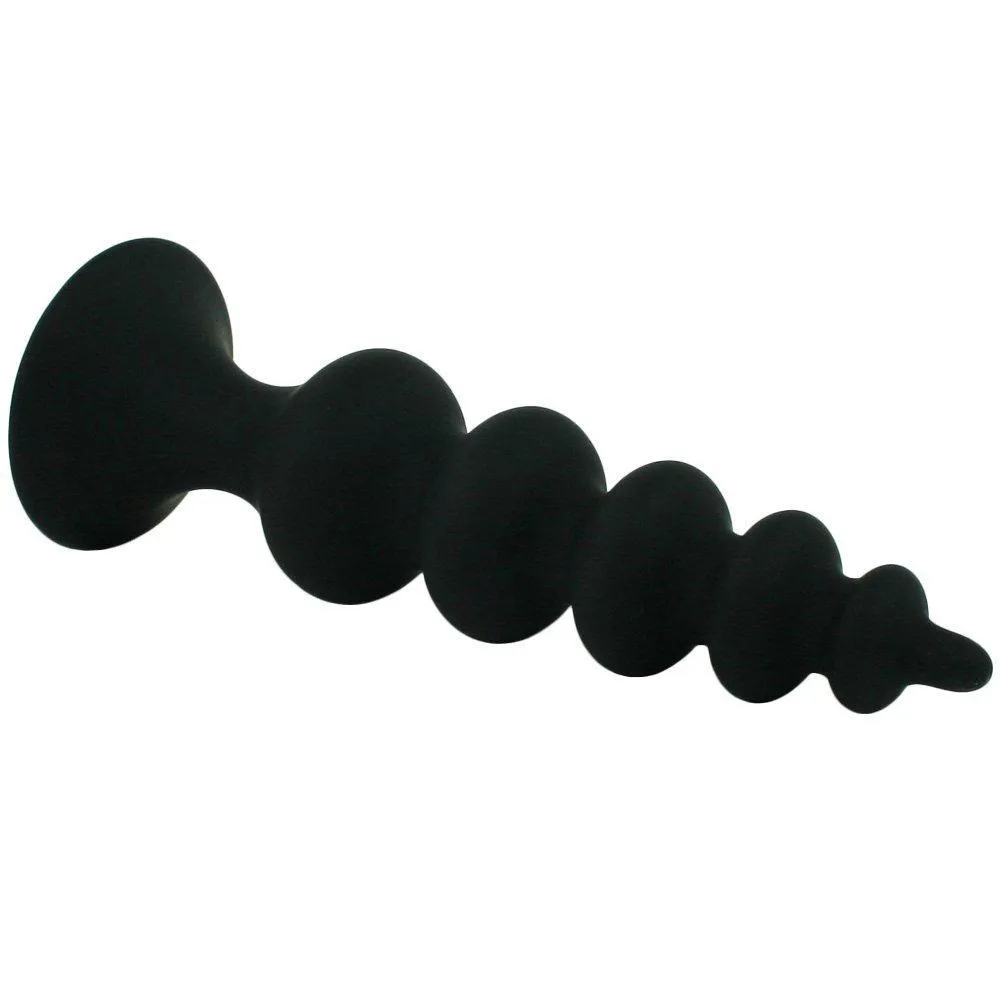 Beaded Silicone Anal Plug With Suction Cup Base