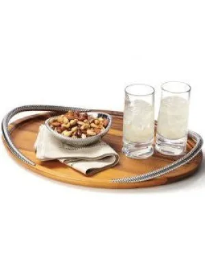 Braid Rope Acacia Wood Serving Tray