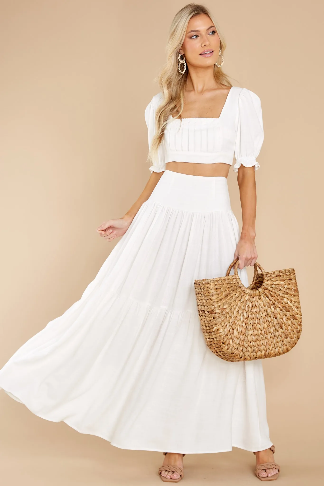 Celestine White Puff Sleeve Crop Top