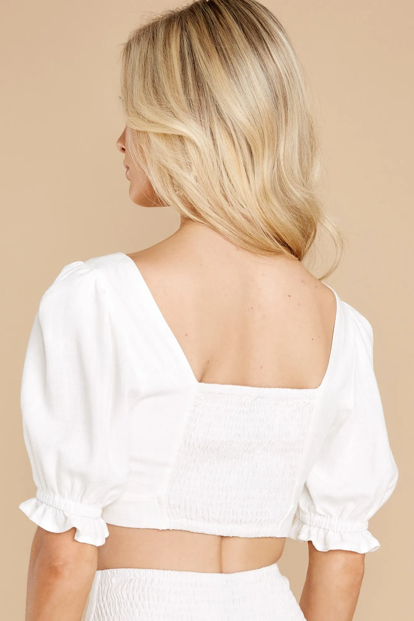 Celestine White Puff Sleeve Crop Top