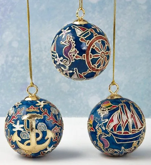 Cloisonne Nautical Ball Ornament Set