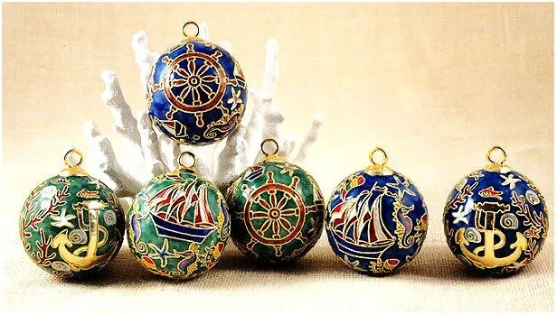 Cloisonne Nautical Ball Ornament Set