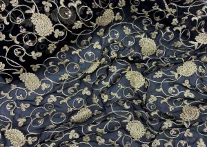 Clustered Paisley Embroidered Georgette