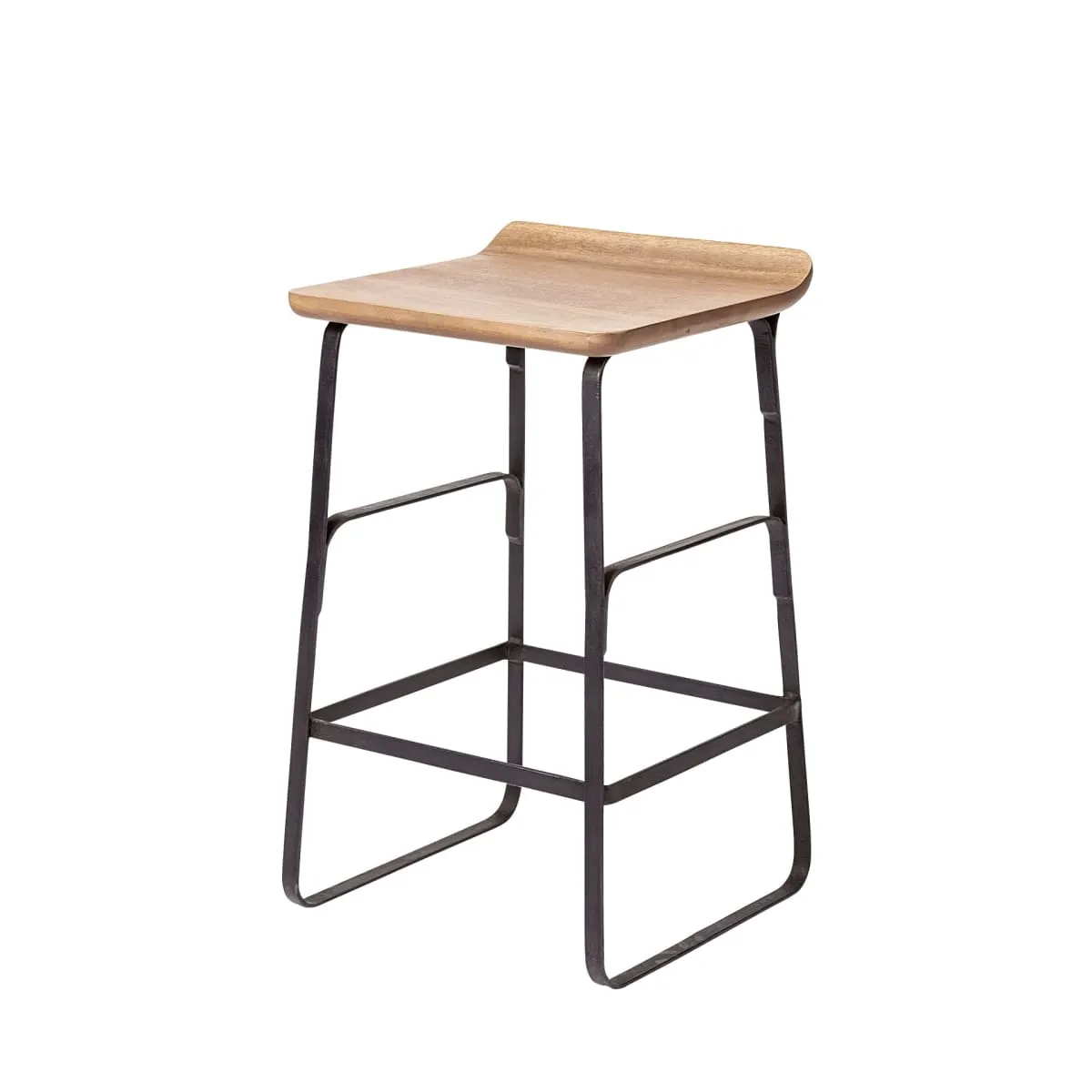 Conan Bar Counter Stool Brown Wood | Black Metal | Counter