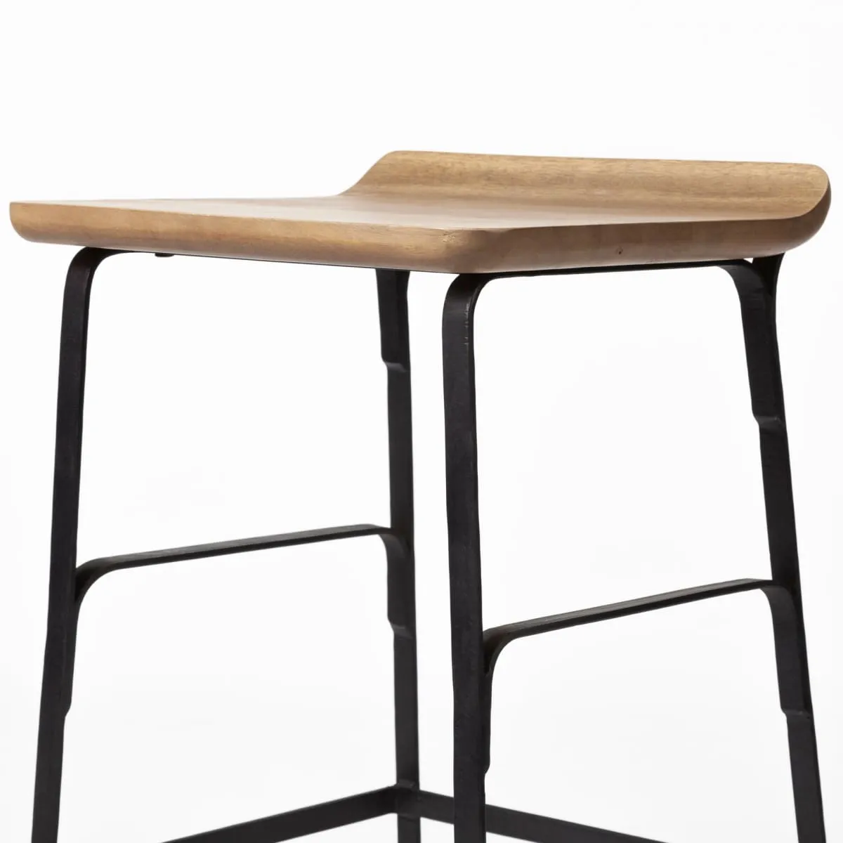 Conan Bar Counter Stool Brown Wood | Black Metal | Counter