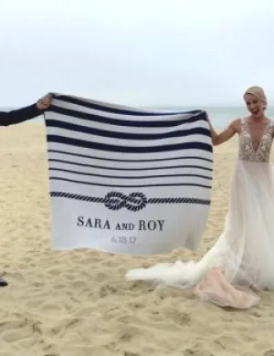 Custom Bride And Groom Nautical Eco-Conscious Throw