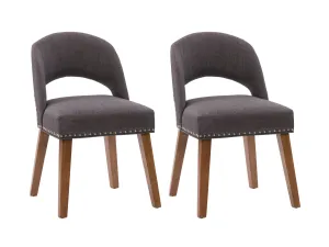 Dark Grey Mid Century Dining Chairs, Set of 2