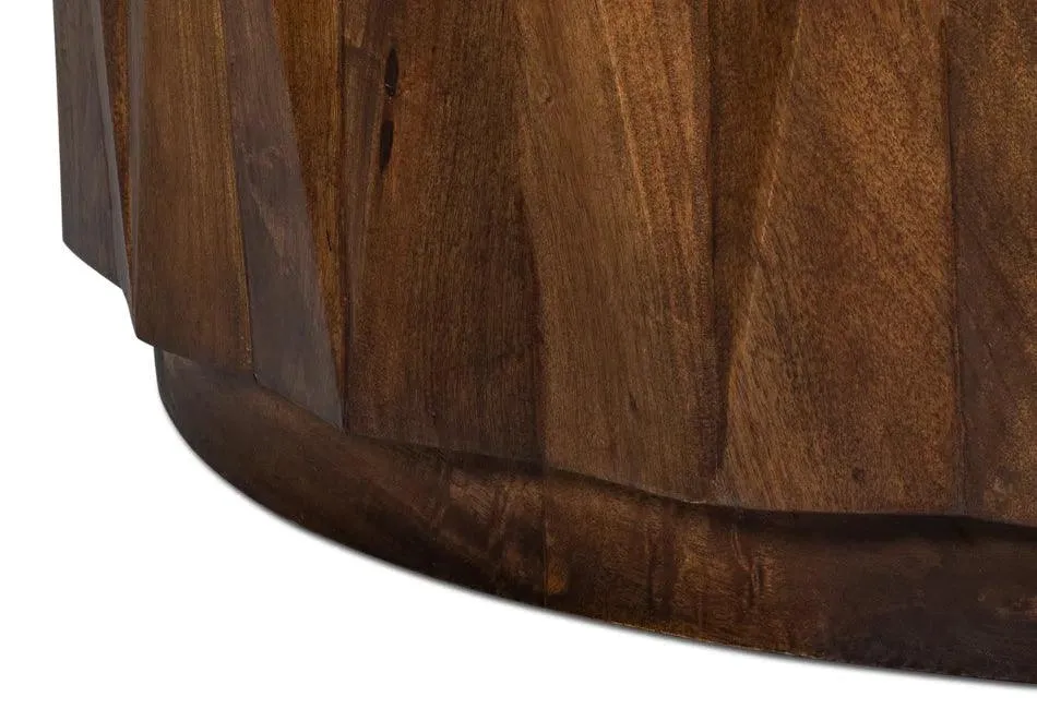 Denali Round Cocktail Coffee Table Block Solid Wood