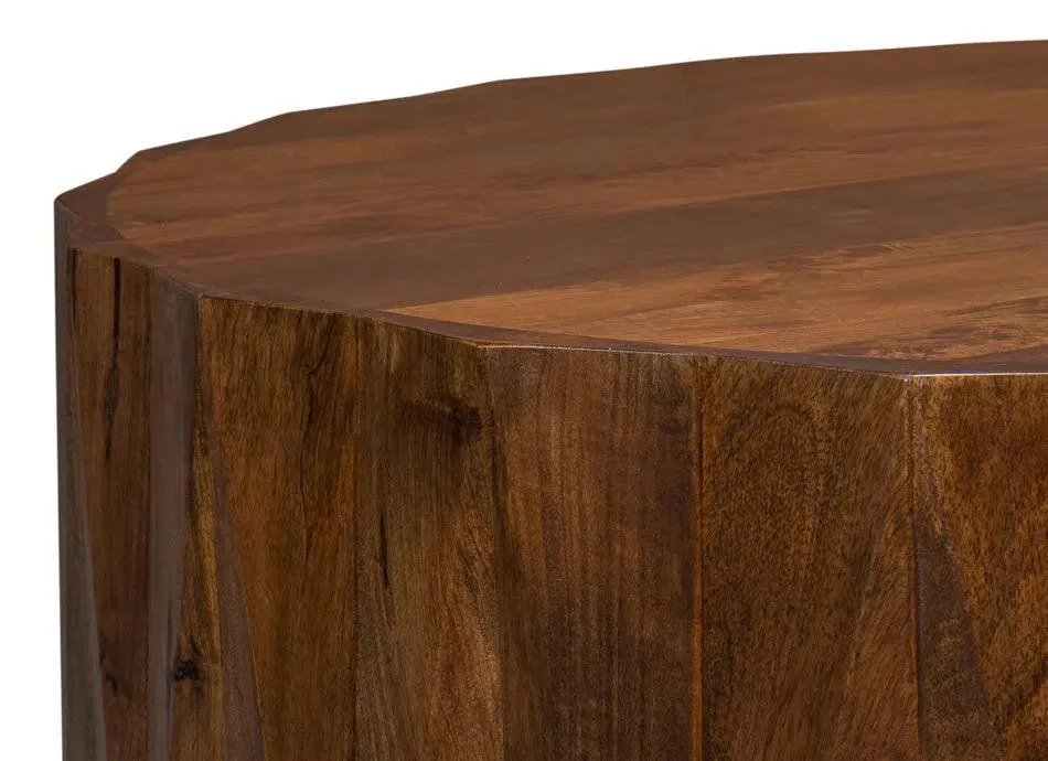 Denali Round Cocktail Coffee Table Block Solid Wood