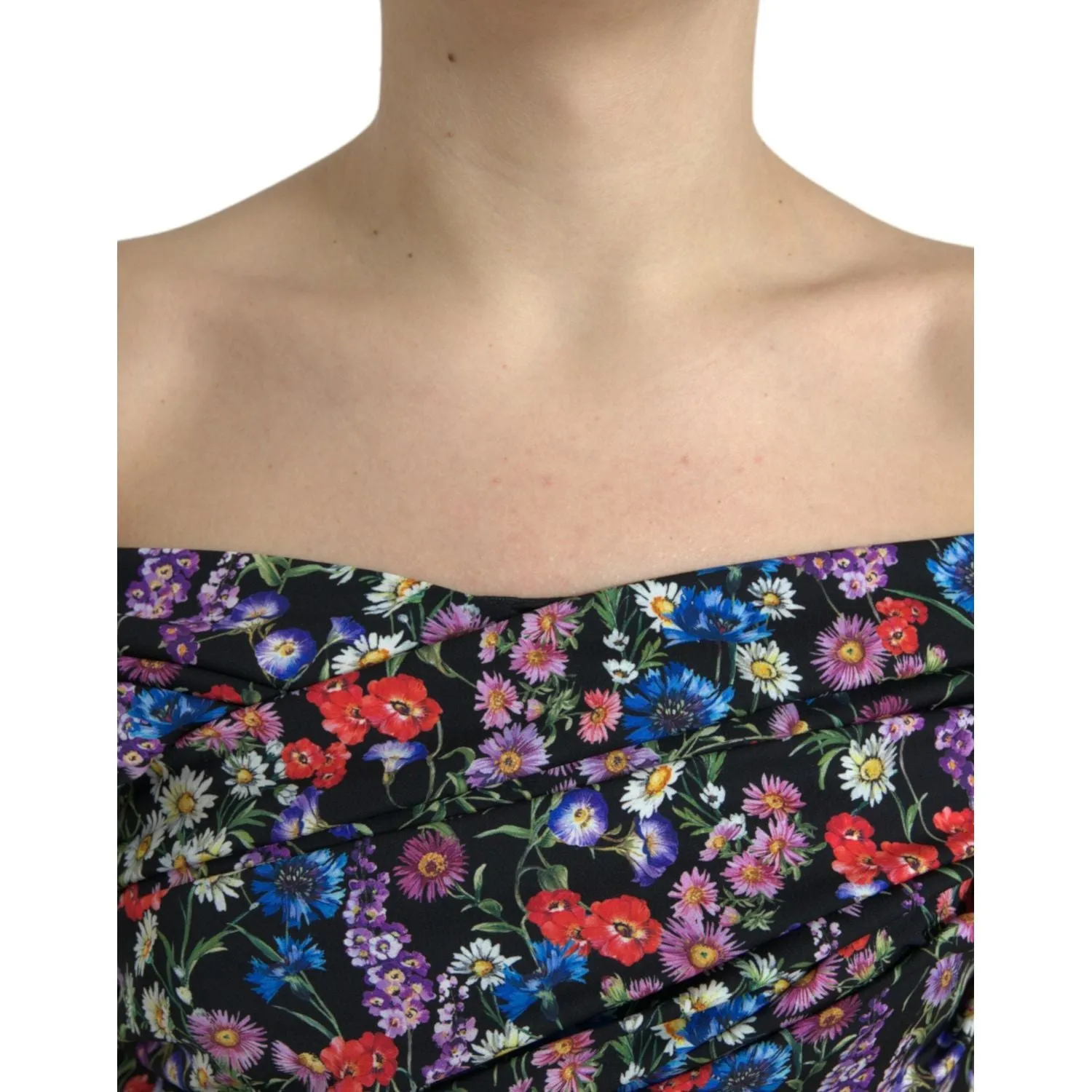 Dolce & Gabbana Elegant Floral Sheath Off Shoulder Dress