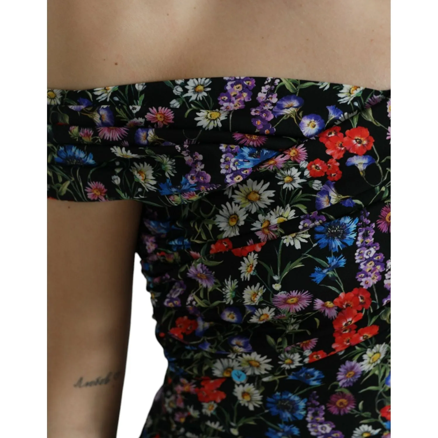 Dolce & Gabbana Elegant Floral Sheath Off Shoulder Dress