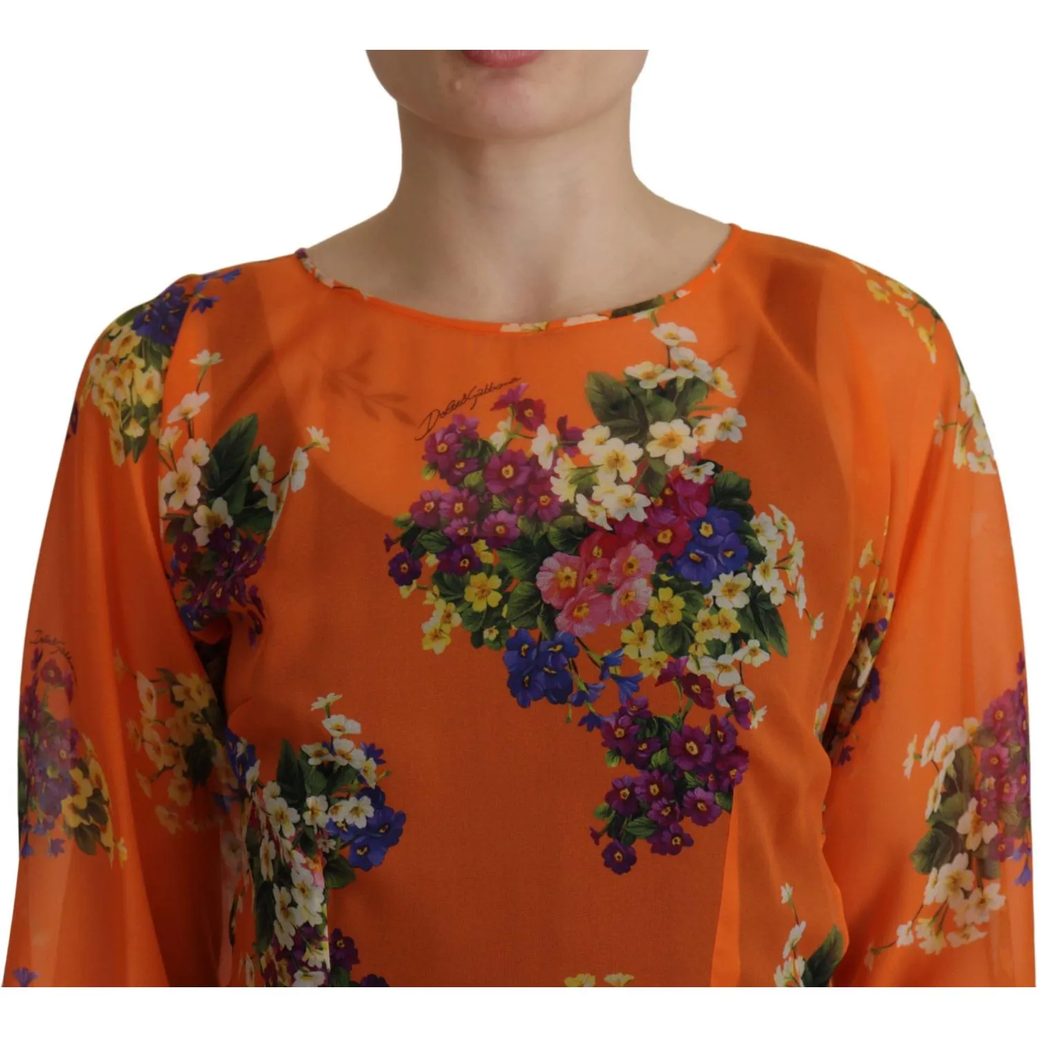 Dolce & Gabbana Elegant Floral Silk Blouse with Back Zipper