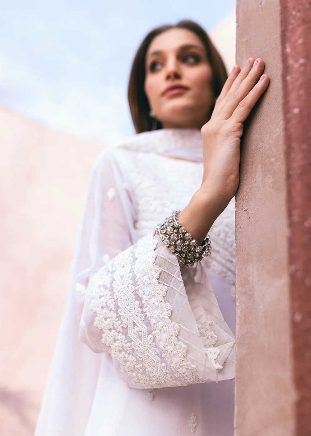 Embroidered Ensembles 3 Pcs by Azure | Snow Haze