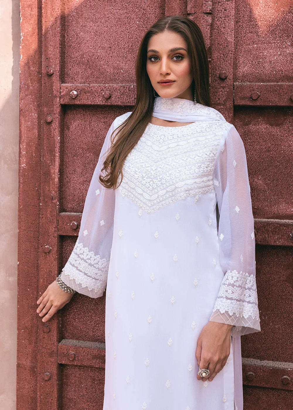 Embroidered Ensembles 3 Pcs by Azure | Snow Haze