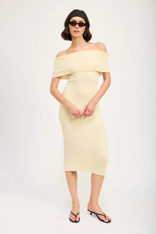 Emory Park Off Shoulder BODYCON MIDI DRESS