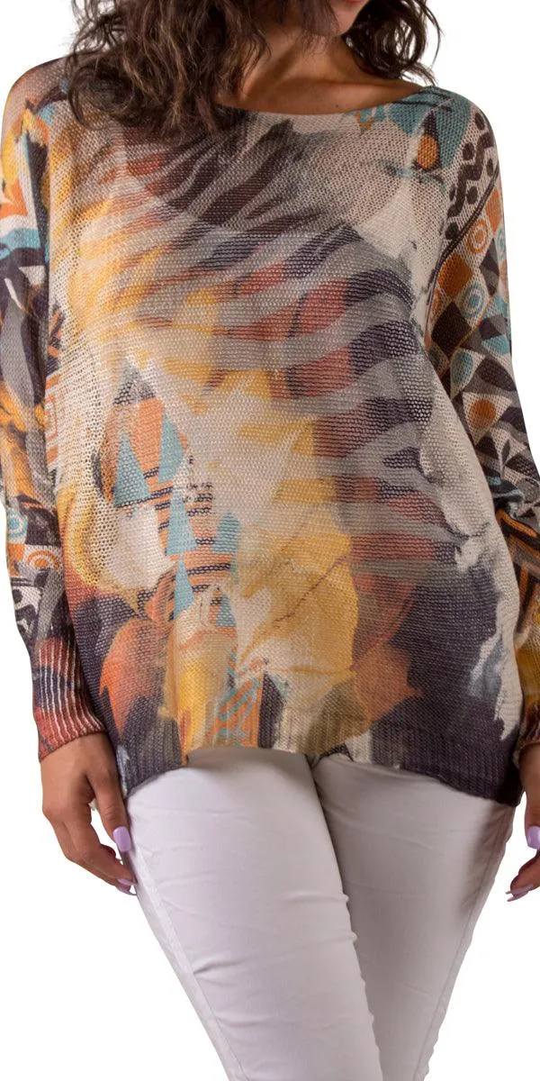 Emy Batwing Sweater with Zebra Print