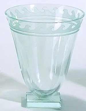 Etched Glass Watermark Pedestal Vase