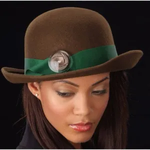 FW1104-Brown Felt With Hunter Green Trim And Brown/Silver Button