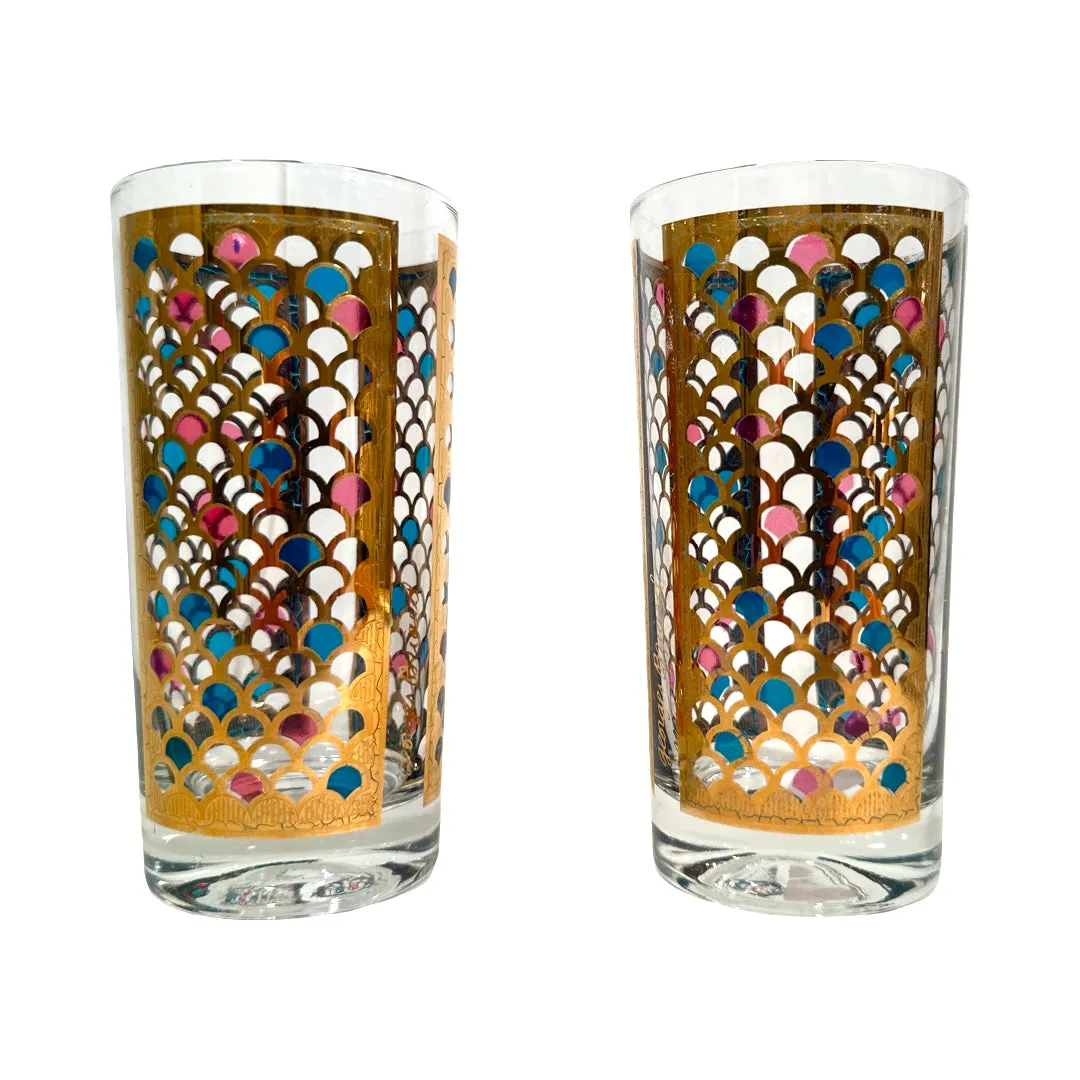 Georges Briard Signed Mid-Century Mosaic Highball Glasses (Set of 2)