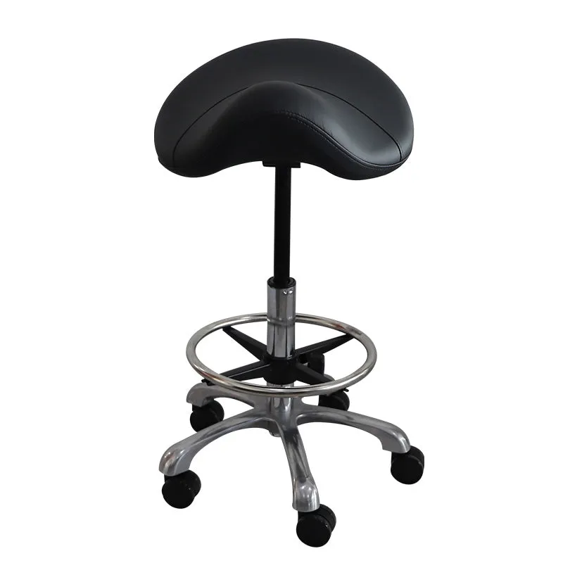 Hydraulic Saddle Shape Rolling Stool with Tilt-able Seat & FootRest