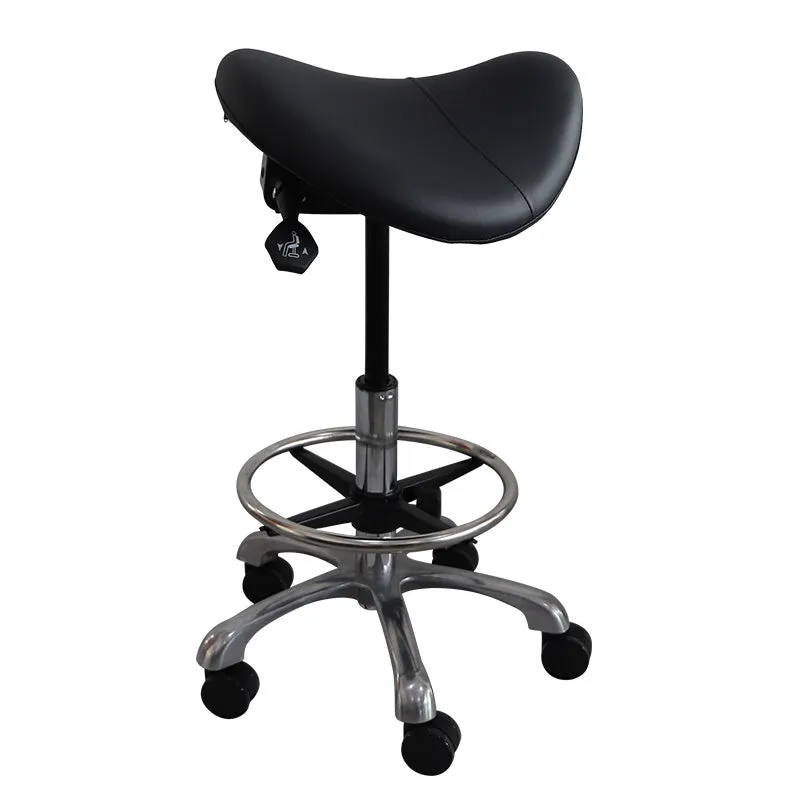 Hydraulic Saddle Shape Rolling Stool with Tilt-able Seat & FootRest