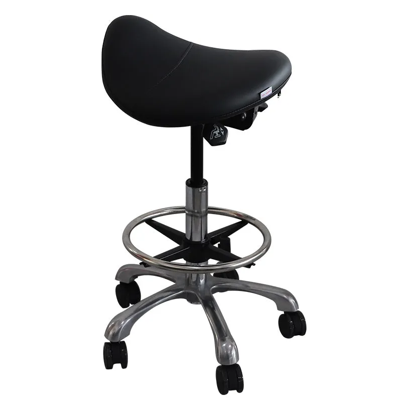 Hydraulic Saddle Shape Rolling Stool with Tilt-able Seat & FootRest