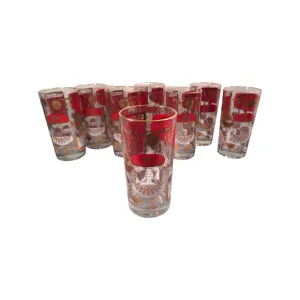 Jeannette Glassware Mid-Century This is How You Do It Glasses Set of 8