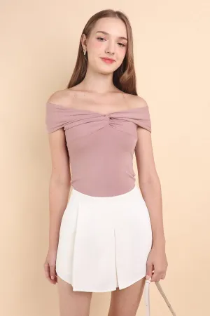 KERRA TWIST KNOT TOP IN MAUVE PINK