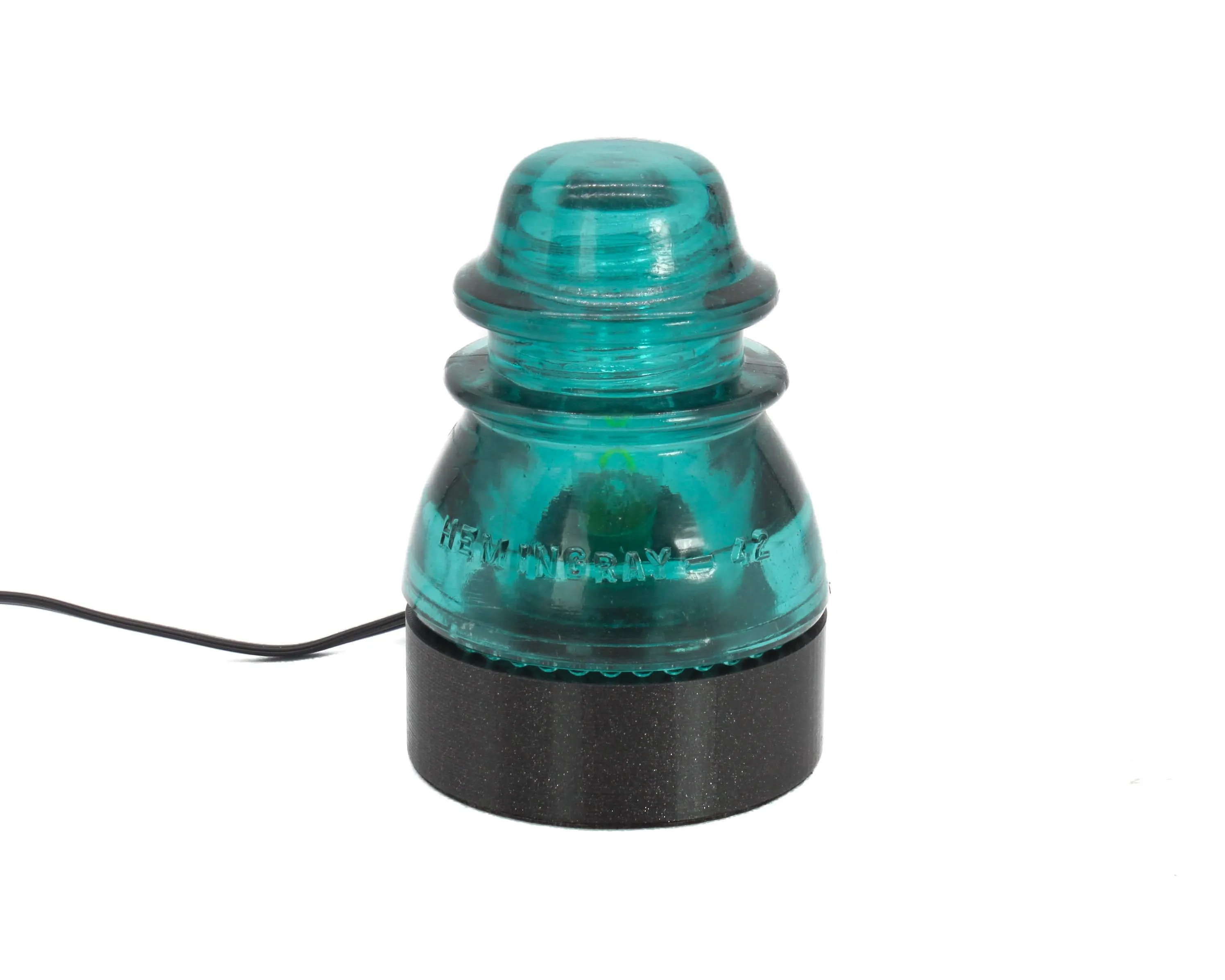 Lamp Base for "Hemingray-40, -42, -45" Glass Insulators, Industrial Lighting, Man Cave Decor