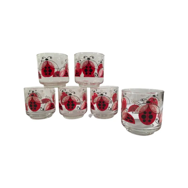 Libbey Retro Lady Bug Glasses (Set of 6)