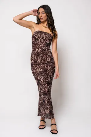 Maxine Leopard Print Mesh Midi