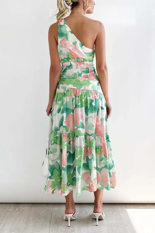 Mid-length off-the-shoulder sleeveless midi dress