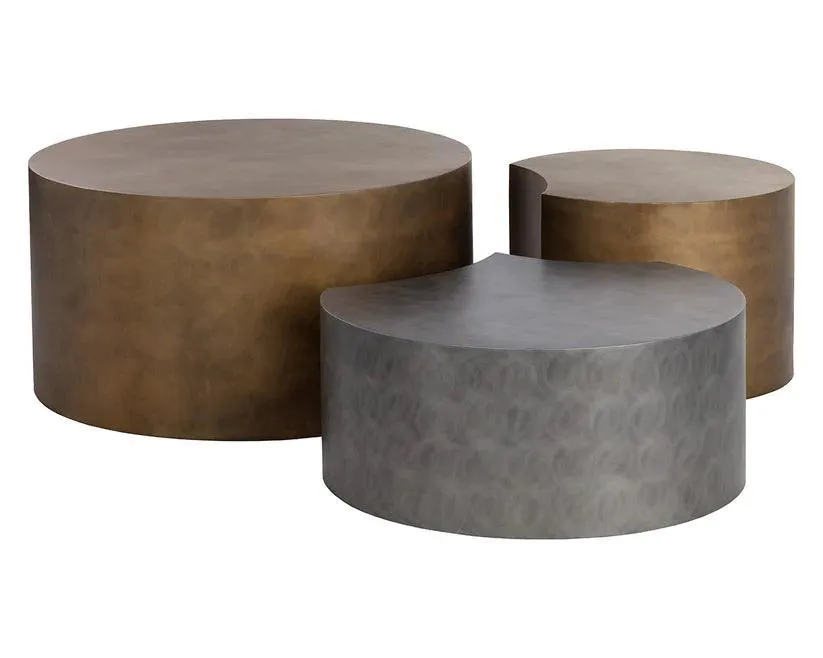 Neo Coffee Tables Set Of 3 Modern Antique Brass Finish