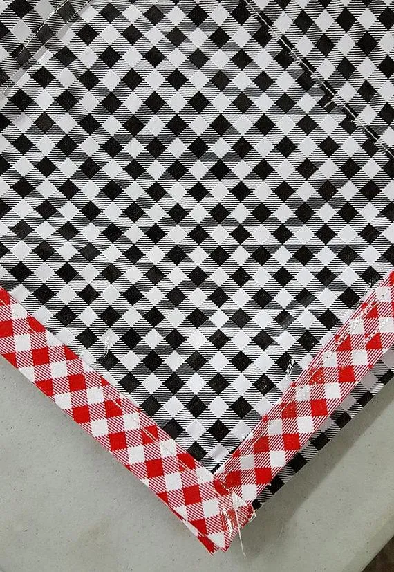 Odd Sized Gingham Black Oilcloth Tablecloths