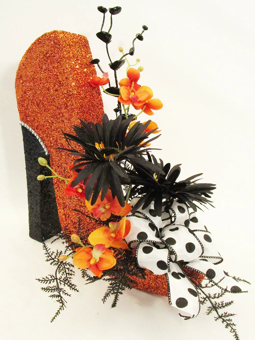 Orange and Black High Heel Shoe Centerpiece