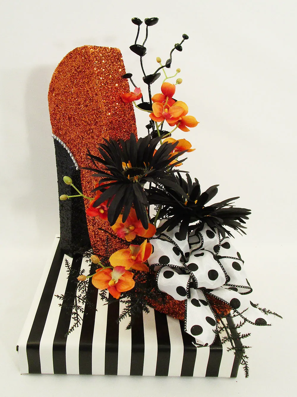 Orange and Black High Heel Shoe Centerpiece