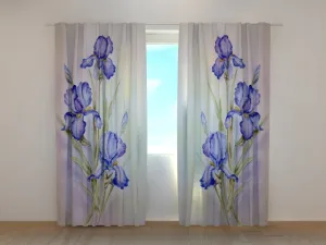 Photo Curtain Delicate Blue Irises