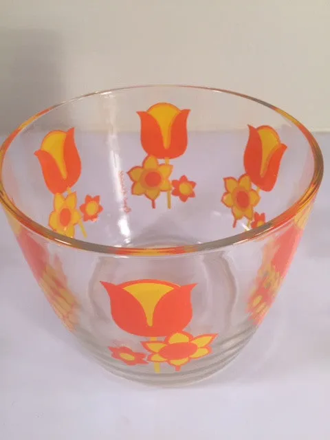 Royal Kendall Signed Retro Vintage Orange and Yellow Flower Power Ice Container