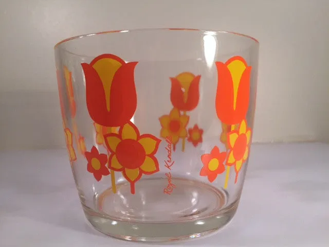 Royal Kendall Signed Retro Vintage Orange and Yellow Flower Power Ice Container